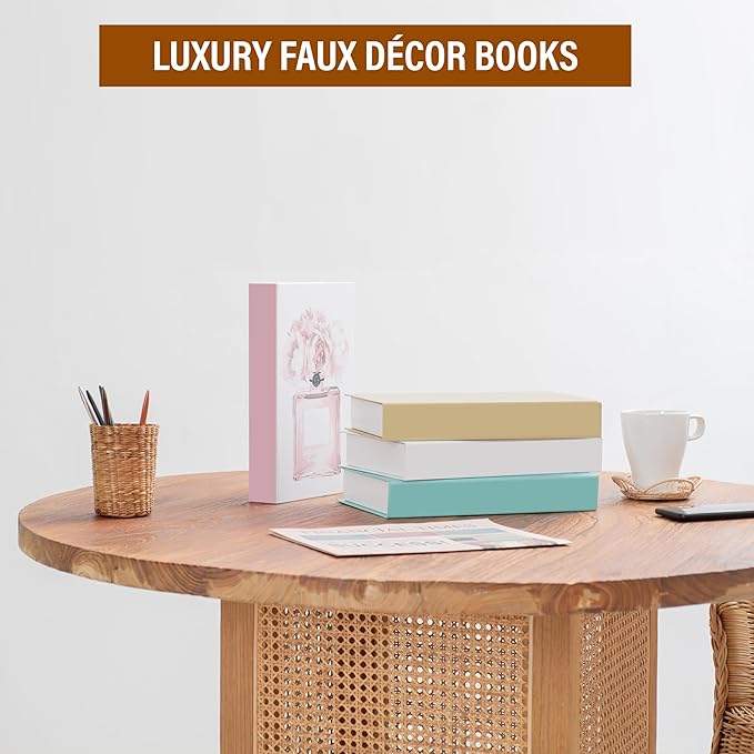 PROBENEX Blush Large | 4 PCS Faux Decorative Books for Home Decor | Not Real Books (Cardboard Boxes) | Coffee Table, Bookshelf & Shelf Styling Display Props for Living Room, Office