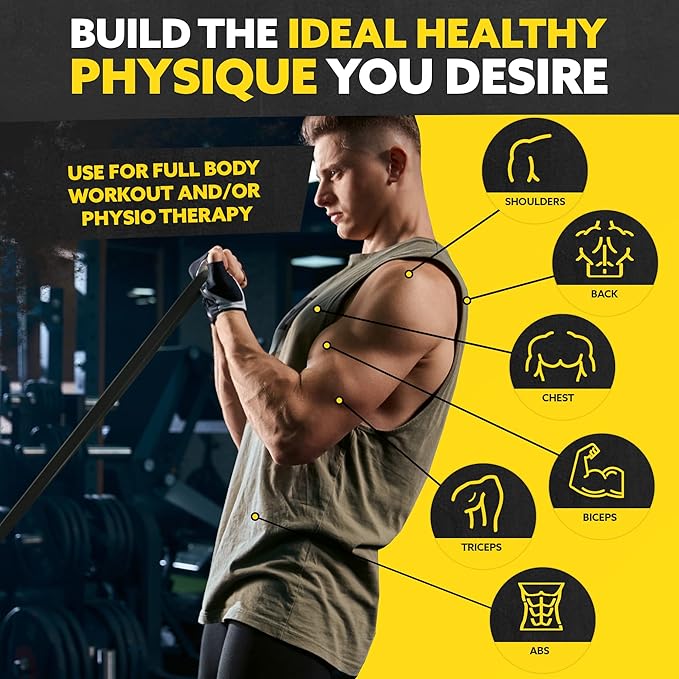 Tribe Lifting Resistance Bands for Working Out Men and Women - Set of 5 Pull Up Bands for Strength Training, Exercise Bands with Handles, Door Anchor and Bar Options for Home Gym