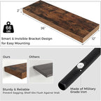Venusmiles Floating Shelves for Wall, 36 Inch Wide x 12 Inch Deep Floating Shelves, Long Wood Floating Wall Shelf Shelves for Living Room Bathroom Bedroom Kitchen Home - (Brown, 36" W x 12" D x 2" H)
