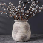 Ceramic Flower Vase, 7.48" Rustic Vases Home Decor Farmhouse Vintage Pampas Decorative Pottery Clay Vases for Table Living Room Bookshelf Entryway Kitchen Bathroom Bedroom
