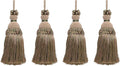 DÉCOPRO Beautiful Hand-Crafted 5" (12.5cm) Key Tassel, 3 1/2" (8.5cm) Loop # IKTJ, Beige Khaki Green #4567 (Khaki Green, Dark Beige) Set of 4