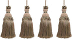 DÉCOPRO Beautiful Hand-Crafted 5" (12.5cm) Key Tassel, 3 1/2" (8.5cm) Loop # IKTJ, Beige Khaki Green #4567 (Khaki Green, Dark Beige) Set of 4