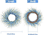 GTIDEA Summer Wreaths for Front Door, 24 Inch Blue Floral Wreath with Grapevine Base, Silk Forsythia Flowers Wreath for Everyday Farmhouse Door Decor Porch Wall Window Indoor Outdoor