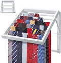 Tie Organizer for Men, Tie Organizer up to 54 Ties, Metal Tie Racks for Men Closet, Tie Holders for Closet, Tie Rack Wall Mounted, Suitable for Ties, Scarves and Belts Organization (White)