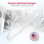Neaties Plastic Hangers 100 Pack – Made in The USA – 6lb Capacity Standard Clothes Hangers with Notches and Reinforced Edges for Dresses, Lingerie, Shirts, Pants, and Jackets – Black