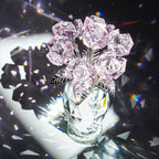 H&D HYALINE & DORA Pink Crystal Rose Flower Figurine,Glass Rose Flowers Gifts for Women,Crystal Rose Flower Collectible for Christmas Wedding Decor