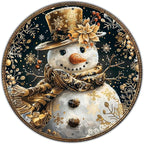 Vintage Snowman Winter Welcome Farmhouse Christmas Sign Metal Sign Retro Round Tin Sign Aluminum Sign for Farmhouse Yard Home Bar Bedroom Wall Decor 12 Inch