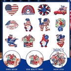 Sintuff 36 Pcs 4th of July Tree Decorations Patriotic Ornaments for Tree Independence Day Hanging Ornament Summer Red White Blue Wooden Decor for 250th Anniversary Memorial Day Party Supplies Crafts