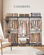 Clothes Rack, Portable Closet, 80.7 Inch Extra Large Capacity Wardrobe Closet, Clothes Storage Organizer with Shelves and 5 Hanging Rods, Easy to Assembly, Black PCT036B01