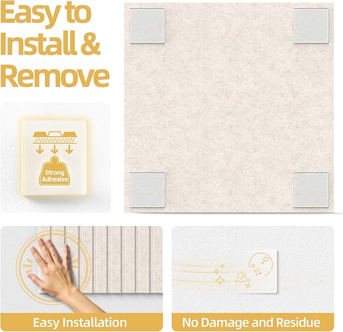 Large Cork Board for Wall 48" x 60" Oatmeal Bulletin Board with Safe Removable Adhesive Squares for Pictures Photos, Alternative CorkBoard Felt Pin Boards Tiles for Office Classroom Wall Decor-20 Pack