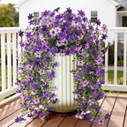 Artificial Hanging Flowers Plants for Outdoor Spring Summer Decoration, 2PCS Faux Silk Daisy UV Resistant Look Real for Outside Home Indoor Planter Porch Garden Yard Decor(Dark Orchid)
