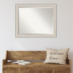 Amanti Art White Wall Mirror 26x32 Cottage White Silver Rectangle Bathroom Mirror for Wall Decor Living Room, Large Cottage Wood Frame, Hangs Horizonally and Vertically, Bathroom Decor, Beveled Edge