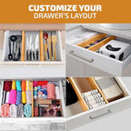 Bambüsi 4-Pack Bamboo Drawer Dividers - 2.6" High, 12.5"-17" Adjustable Drawer Organizers for Clothes, Expandable Dresser Separators in Bedroom/Bathroom/Kitchen/Office Organization and Storage
