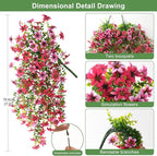 Artificial Hanging Flowers Plants for Outdoor Spring Summer Decoration, 2PCS Faux Silk Daisy UV Resistant Look Real for Outside Home Indoor Planter Porch Garden Yard Decor(Rose Red Pink)