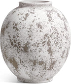 Large White Ceramic Vase - 9.8 Inch Rustic Farmhouse Vase for Home Decor, Minimalist Tall Vases for Living Room, Table, Bathroom, Holiday & Weddings (Sandstone Grey)