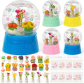 Spring Summer Snow Globes Craft Kit - 8 Set DIY Plastic Snow Globe Craft with Mini Resin Tulips, Make Your Own Graduation Party Decor with Glitter for Art Activity Gifts (Flowers)