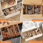 Lifewit 5" High 6 Pack Bamboo Drawer Dividers 45-55cm/17.5-22" Adjustable Wooden Drawer Organizer for Clothes/Utensils, Expandable Drawer Separator for Dresser/Kitchen/Bedroom/Office Organization