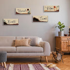 ONIZHITY 4 Pcs Boho Bathroom Decor with Relax Soak Unwind Breathe Relaxing Quotes Bohemian Wooden Hanging Wall Art Farmhouse Abstract Decoration for Bedroom Living Room Office (10X4 Inch)