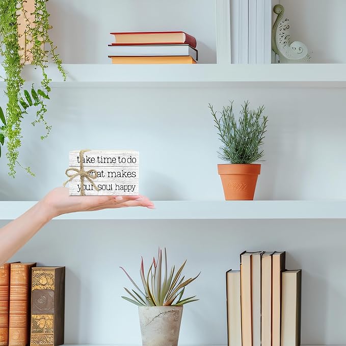 Mini Decorative Books For Home Decor, Small Faux Wood Book Stack Decor, Take Time To Do Funny Stacked Book Decor, Stacked Display Books For Home Mantel Office Nightstand Display, Three Pieces -A(06)