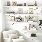 Vivelove White Floating Shelves Over Toilet 12 Inches Deep, 16x12 Floating Shelves for Wall with Invisible Brackets, Room Shelves for Living Room Bedroom Bathroom Kitchen Office, Set of 2