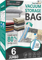 Cozy Essential Vacuum Storage Bags, Compression Space Saver Bags for Clothes, Comforters, Blankets, Pillow, Bedding, Sealer Clothing Storage,6 Jumbo