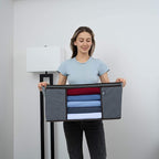 VENO 3 Pack Large Clothes Storage Bag Organizer with Reinforced Handle, Thick Container Bins for Blankets, Comforters, Bedding, Foldable with Sturdy Zipper, Clear Window, Grey, Reusable (13.3 Gallon)
