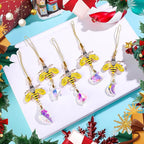 5PCS Hanging Decorations Xmas Tree Hanging Metal Bee Ornaments Gold Bee Mini Crystal Prism Suncatchers for Party Wedding Home Decor