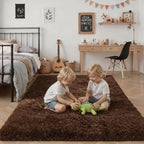 6x9 Area Rugs for Living Room Bedroom: Ultra Soft Fluffy Shag Rug Upgrade Non-Slip Non-Shedding Large Fuzzy Plush Carpet Indoor Floor Carpets for Kids Room Playroom Nursery Dorms Home Decor Brown