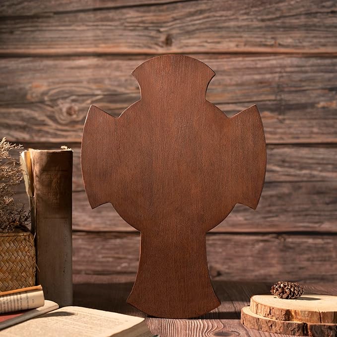 BGCOPPER Saint Michael Cross Wall Decor, Wooden Holy Trinity Crucifix Wall Cross, Jesus Cross for Wall Hanging Christmas Gift (20 Inch)