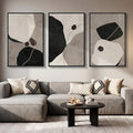 Large Framed Black and White Abstract Wall Art for Living Room, 3 Piece Modern Canvas Prints Paintings Artwork for Walls, Neutral Minimalist Pictures Wall Decor for Bedroom Dining Room Office 24x36 In