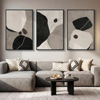 Large Framed Black and White Abstract Wall Art for Living Room, 3 Piece Modern Canvas Prints Paintings Artwork for Walls, Neutral Minimalist Pictures Wall Decor for Bedroom Dining Room Office 24x36 In