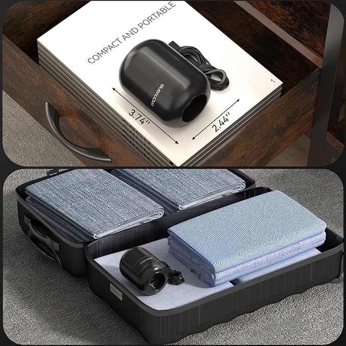 Electric Pump for Vacuum Storage Bags, 5000PA Portable Travel Vacuum Pump for Storage Bags, Space Saver Vacuum Storage Bag Pump for Compression Clothing, Blanket, Luggage (Storage Bag Not Included)