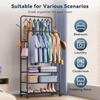 Whitmor Heavy Duty Adjustable Garment Rack-Rolling Clothes Organizer, Black and Chrome