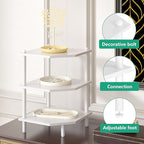 Desktop Corner Stand Shelf for Storage, 3 Tier Corner Shelf Organizer, White Shelves Rack for Small Spaces, Home Office, Kitchen, Bathroom