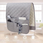 Armchair Caddy for Couch Remote Control Holder Non-slip Waterproof Sofa Armset Organizer with 4 Pockets Couch Chair Armrest Storage for TV Remote Control Phone Book 35"x13" Grey 1 Pack