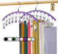 Legging Organizer for Closet, Metal Yoga Pants Hanger w/Rubber Coated 1 Pack w/10 Clips Hold 10 Leggings, Hangers Space Saving Hanging for Closet Organizers and Storage-Purple