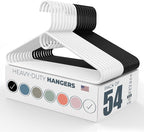 Neaties Heavy Duty Clothes Hangers 50 Pack (54 Count) – Made in the USA – 8lb Capacity Plastic Hangers for Adult Clothing – Durable for Pants, Coats, Jackets, or Jeans – White & Black