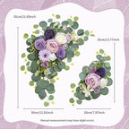 Odouzy Artificial Wedding Arch Flowers for Wedding Sign,Set of 2 for Wedding Welcome Ceremony Sign,Faux Floral Swags,Wedding, Banquet and Reception Backdrop Floral Decoration (Purple)