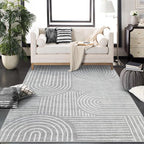 Lahome Abstract Washable Rugs, Soft Area Rugs 4x6 Non-Slip Grey Rug for Bedroom Entryway, Ultra-Thin Living Room Rugs Modern Throw Carpet for Nursery Kitchen(4'x6',Gray)