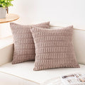 Aegero Pack of 2 Corduroy Decorative Throw Pillow Covers 24x24 Inch Soft Striped Pillow Covers Modern Farmhouse Home Decor for Sofa Living Room Couch Bed（Light Brown）
