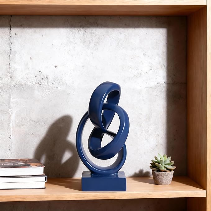 DOVDOV Abstract Blue Knot Sculpture, Geometric Decorative Statue, Blue Decor for Living Room Coffee Table Bookshelf Top, Office TV Cabinet Entryway Table Top Decor.