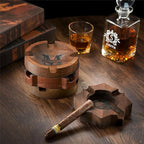 Personalized Name Walnut Cigar Ash Tray for Men Custom Wooden Cigar Ashtray Monogramed Men Ashtray Gifts for Father's Day Husband Fathers Groomsmen Papa Grandpa (Retro Tray)