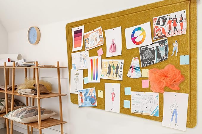 Large Bulletin Board - Foldable 24x18 Inches Cork Board Alternative with 20 Push Pins, Self-Adhesive Felt Bulletin Board for Wall, Home Office Classroom Decor