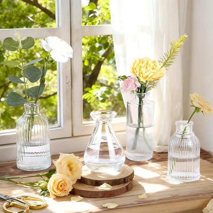 Clear Glass Bud Vases Set of 36, Mini Flower Vase for Centerpieces, Small Clear Bud Vases in Bulk for Wedding Decorations, Vintage Vase for Table, Recepetion, Home Décor