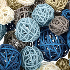 Patelai 36 Pcs Wicker Rattan Balls Decorative Balls for Vase Centerpiece Bowls Orbs Filler for Home Decor,4 Sizes(Cute Color,2.4'',2'',1.6'',1.2'')