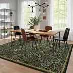Moynesa Floral Washable 8x10 Rug, Large Rugs for Living Room, Green Soft 8 x 10 Boho Bedroom Rugs, Non Slip Botanical Ultra Thin Floor Carpet for Dining Room Nursery, Green