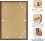 13x19 Picture Frame 3 Pack - Brown Poster Frame Display Pictures 11x17 with Mat or 13 x 19 Without Mat for Wall Hanging Horizontal and Vertical