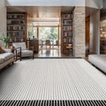 Modern Micro Loop Indoor Area Rugs for Living Room Bedroom Kitchen Geometric Striped Black-White 6x9 Luxury Durable Low and High Pile Non-Shedding Stain Resistant Soft Area Carpet 6 x 9