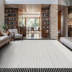 Modern Micro Loop Indoor Area Rugs for Living Room Bedroom Kitchen Geometric Striped Black-White 5x7 Luxury Durable Low and High Pile Non-Shedding Stain Resistant Soft Area Carpet 5 x 7