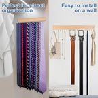 Belt and Tie Organizer for Closet, Tie and Belt Rack Wall Mounted with 20 Storage Hooks, Non Slip 180 Degree Rotating Tie Holder Belt Hanger for Closet / Wall Mount